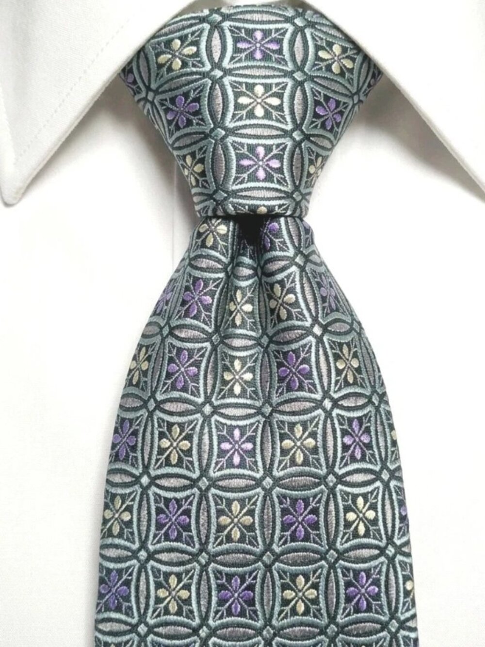 ROBERT TALBOTT NORDSTROM "BEST OF CLASS" Jacquard Stained Glass Silk Tie Vtg Y2K